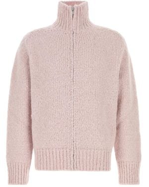 Jil Sander High-Neck Zipped Knit Cardigan - Pink
