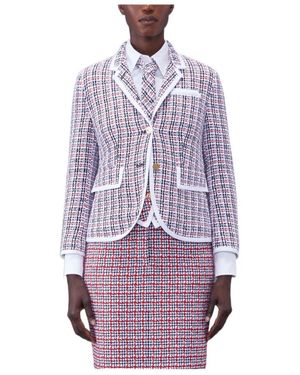 Thom Browne Check-Pattern Buttoned Tweed Jacket - Purple