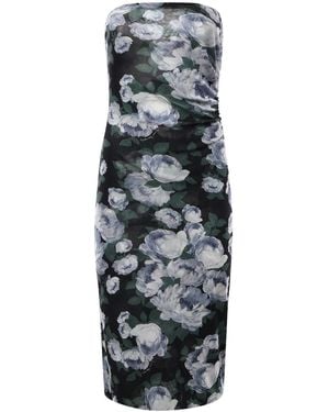 Stella McCartney Floral Pattern Strapless Mesh Dress - Black