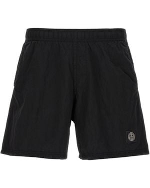 Stone Island Logo Patch Swim Shorts - Black