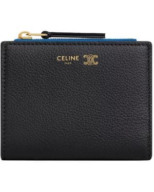 Celine Compact Wallet Triomphe Stamp - Black