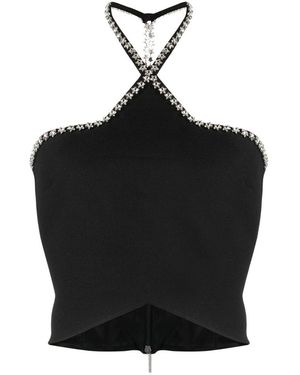 MSGM Crystal-Embellished Halterneck Top - Black