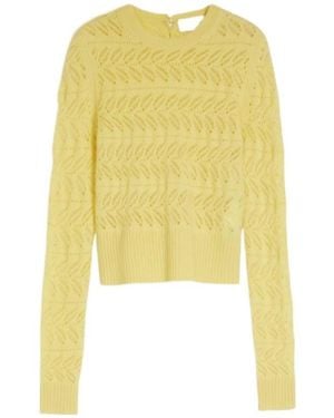 Sportmax Perforated Crewneck Knitted Jumper - Yellow