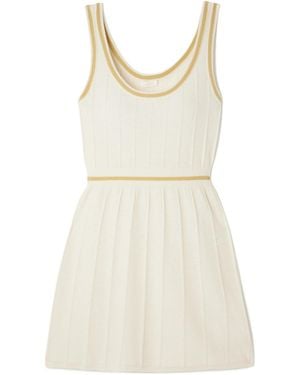 Eres Elite Striped Ribbed Wool And Cashmere-Blend Mini Dress - Natural