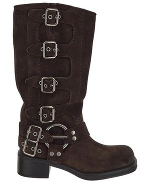 Miu Miu Suede Boots - Black