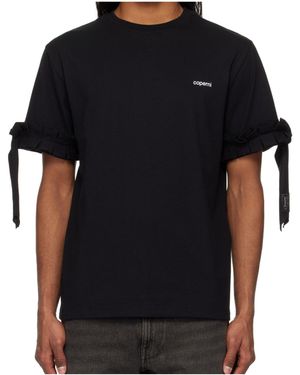Coperni Logo-Print Ruffle-Trim T-Shirt - Black