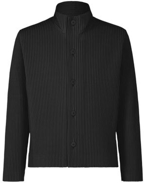 Homme Plissé Issey Miyake Homme Plissé Issey Miyake High-Neck Buttoned Jacket - Black