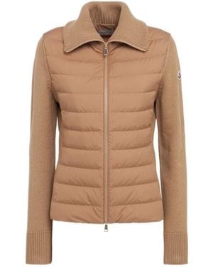 Moncler Padded Zip-Up Cardigan Jacket - Brown