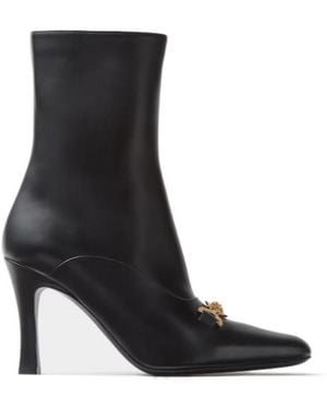 Versace Medusa-Plaque Leather Ankle Boots - Black