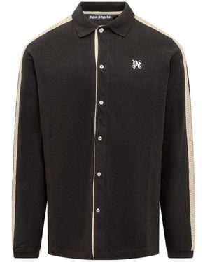 Palm Angels Long-Sleeved Button-Up Shirt - Black