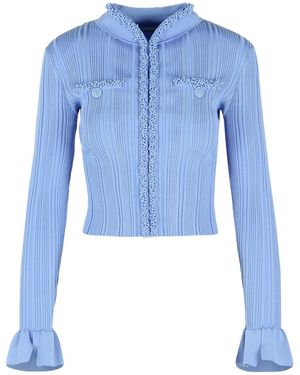 Self-Portrait Stand Collar Jacket - Blue