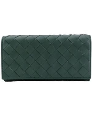 Bottega Veneta Intrecciato Large Flap Wallet - Green