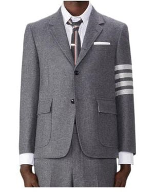 Thom Browne 4-Bar Stripe Single-Breasted Blazer - Grey