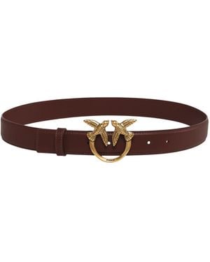 Pinko Love Berry Logo Plaque Buckle Belt - White