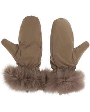 Yves Salomon Fur Trim Mittens - Natural