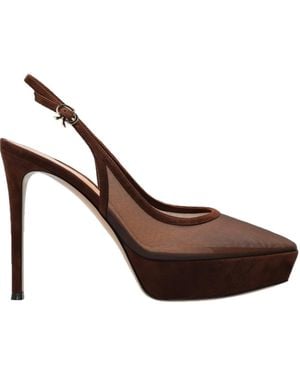 Gianvito Rossi Slingback Platform Heeled Court Shoes - Brown