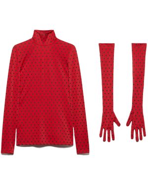 MAX&Co. Polka Dot T-Shirt With Gloves - Red