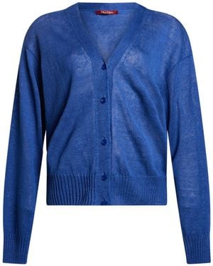 Max Mara Solid-Color Long-Sleeve Knit Top - Blue