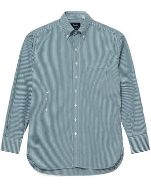 Drake's Striped Shirt - Blue