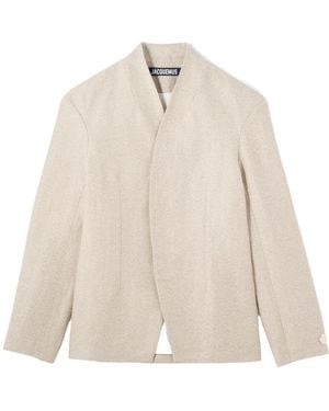 Jacquemus Bastide Straight Hem Wrap-Front Blazer - Natural