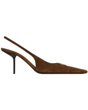 Saint Laurent Babylone Breteuil Slingback Court Shoes - Brown