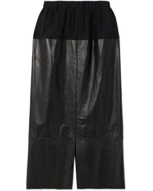 Sharon Wauchob Paneled Silk-Jersey And Leather Midi Skirt - Black