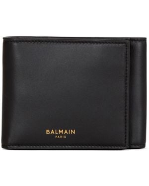 Balmain Smooth Leather Trifold Wallet - Black