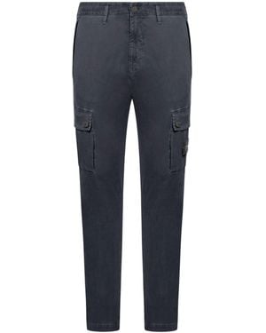 Stone Island Logo Patch Tapered Leg Trousers - Blue