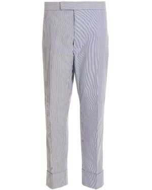 Thom Browne Striped Maxi Turn-Up Hem Trousers - Grey