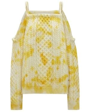 JW Anderson Cold-Shoulder Cable-Knit Jumper - Yellow