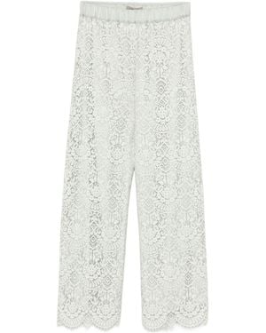 D.exterior Lace Wide Leg Trousers - White