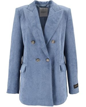 ERMANNO FIRENZE Double-Breasted Corduroy Blazer - Blue