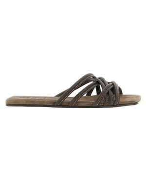 Brunello Cucinelli Strappy Slides - Brown