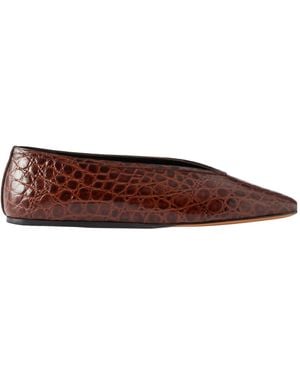 Le Monde Beryl Luna Croc-Effect Leather Flats - Brown