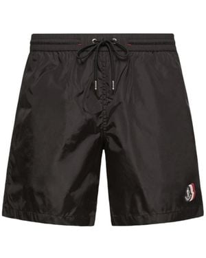 Moncler Logo Patch Drawstring Swim Shorts - Black