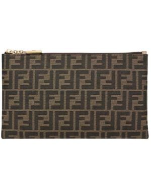 Fendi Flat Baguette Medium Pouch - Brown