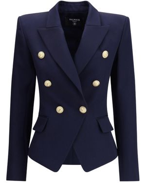 Balmain Jackets Virgin Wool - Blue