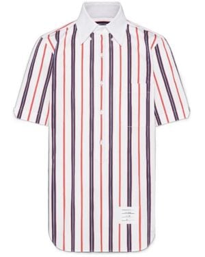 Thom Browne Repp Striped Poplin Shirt - Red