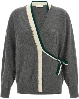 Dries Van Noten Long-Sleeve Open-Front Cardigan - Gray