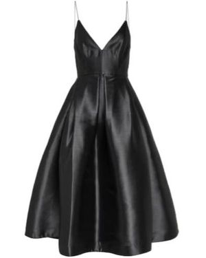 Alex Perry Pleated Silk Faille Midi Dress - Black