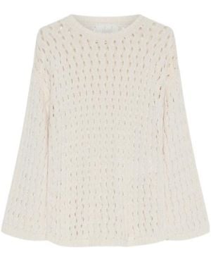 Marella Open-Knit Cotton Sweater - White