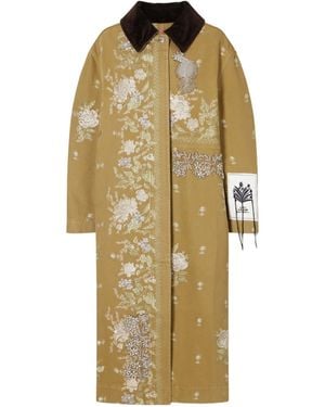 Erdem Embellished Corduroy-Trimmed Embroidered Denim Coat - Metallic