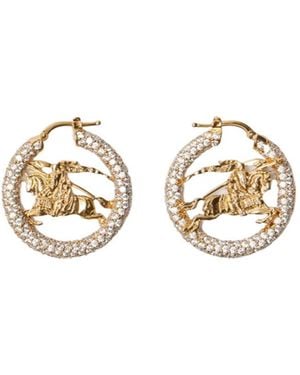 Burberry Knight Pavé Hoop Earrings - Metallic