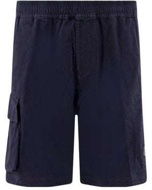 Stone Island Elasticated-Waistband Stretch-Cotton Shorts - Blue