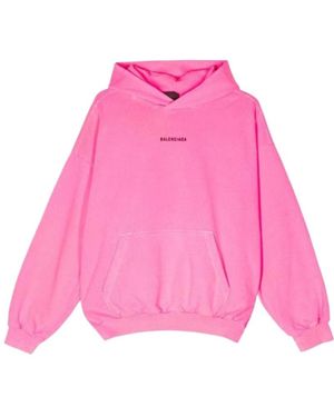 Balenciaga Long-Sleeved Hooded Sweatshirt - Pink
