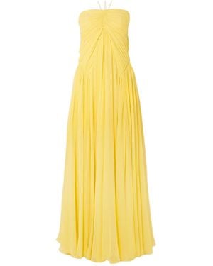 Cult Gaia Ritz Gathered Silk-Chiffon Halterneck Maxi Dress - Yellow