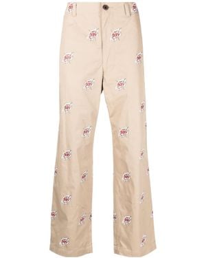 Junya Watanabe Graphic Print Trousers - Natural
