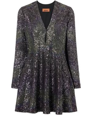 Missoni Sequin-Embellished Striped Metallic Crochet-Knit Mini Dress - Gray