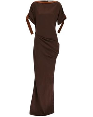 Ferragamo Long Viscose Dress - Brown