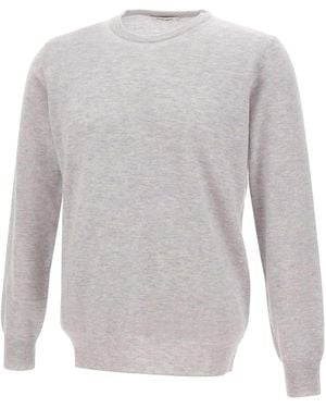 Kangra Cashmere Kangra Ribbed Crew Neck Knitted Jumper - Grey